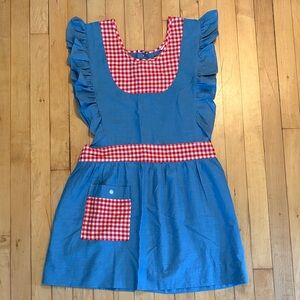 Vintage 70’s Blue and Red Gingham Apron